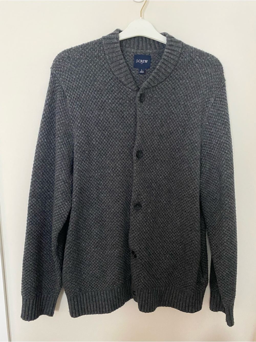 J. Crew Men’s Supersoft Lambswool-blend Gray  Bomber Sweater jacket Size Large